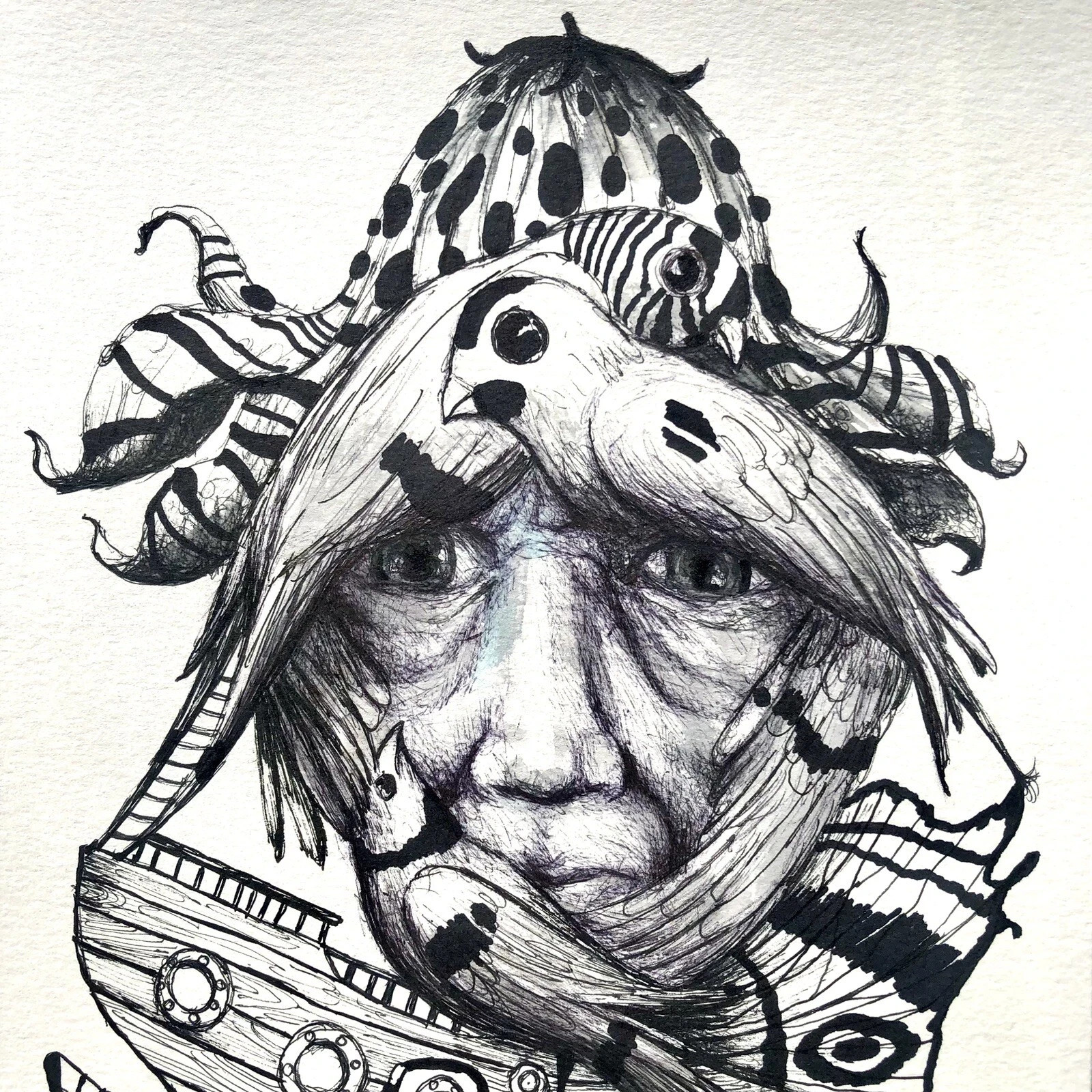 ALAIN DONATE HERNANDEZ ORIGINAL MIXED MEDIA ACRYLIC,INK ON CARDBOARD 8″X 11″