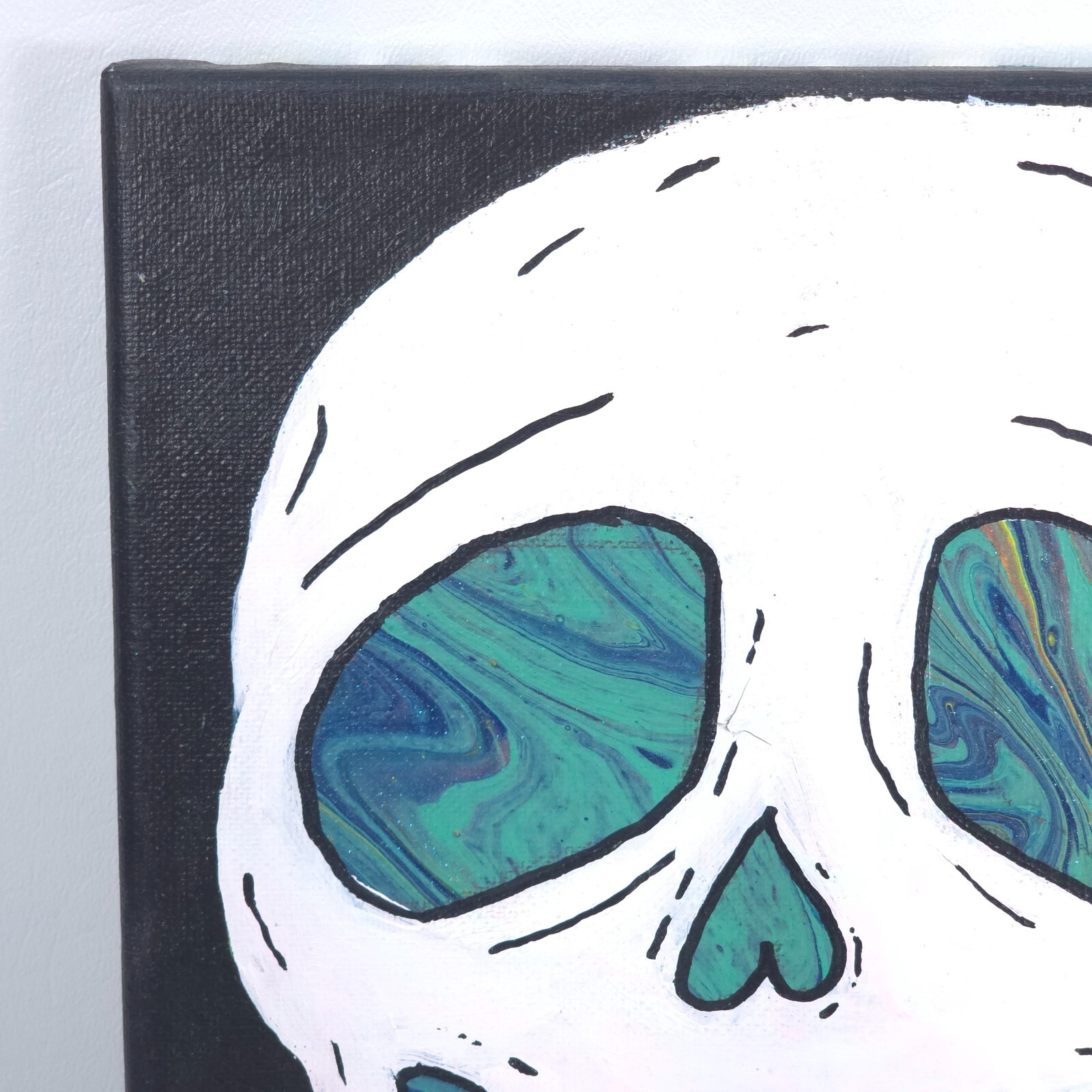 Hand‑Painted Psychedelic Skull Oil on Canvas 8″x10″ Abstract Simplicity Art
