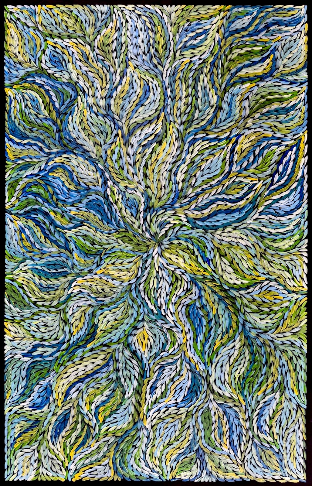 Rosemary Petyarre .Authentic Aboriginal Art. Bush yam flower, Size; 150 x 100cm