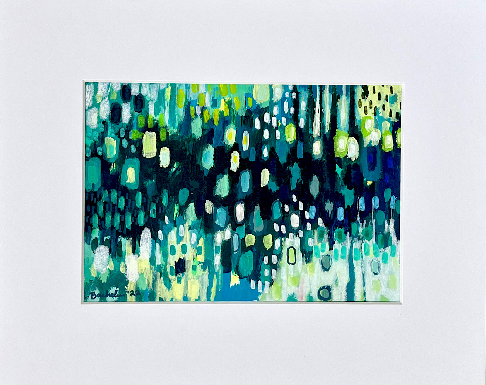 Emilia Bachelier Contemporary Painting 5x7in./8x10in. Matted Art On Paper