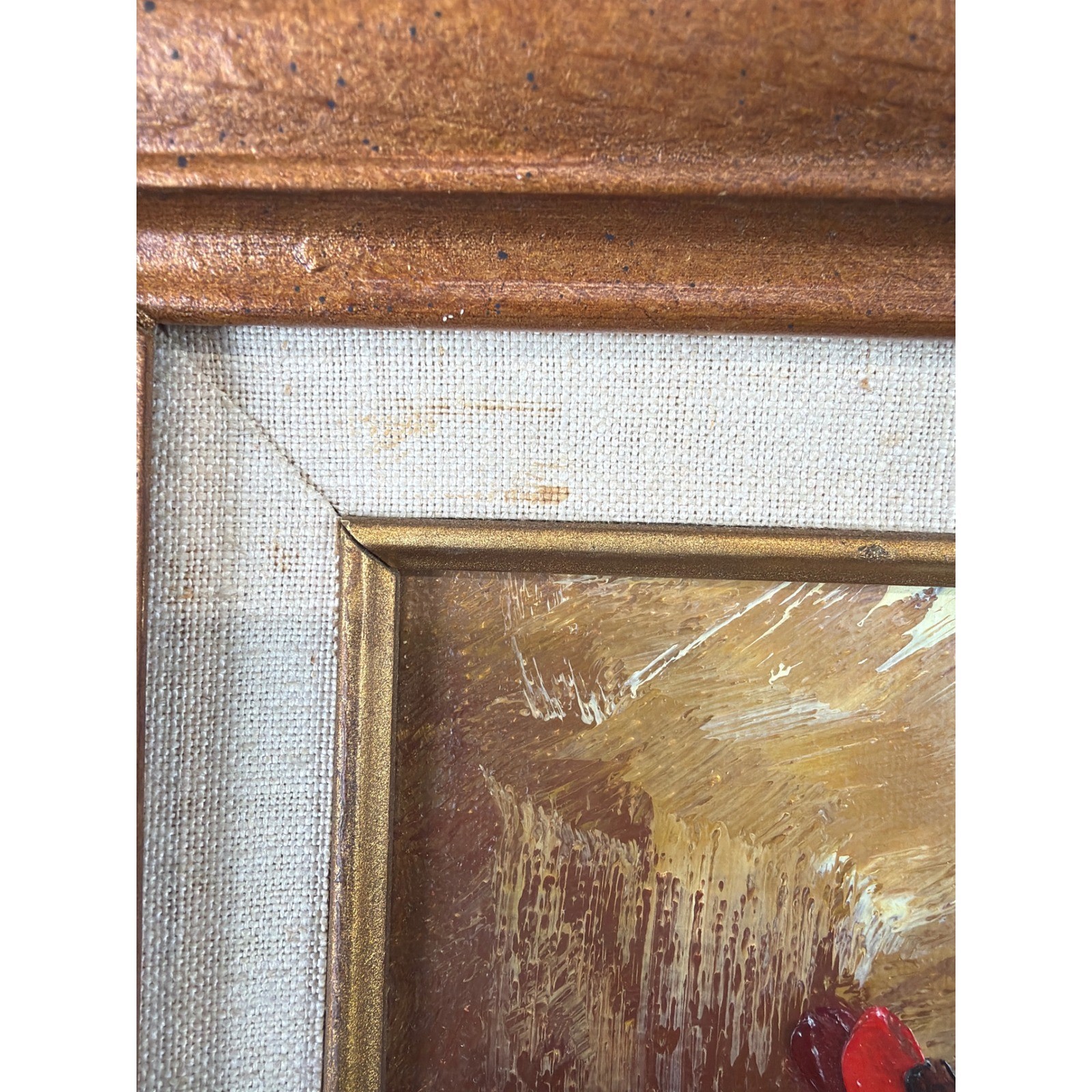 Rispoli Original Oil Painting Floral Still Life Gold Framed Impasto 17×15 Framed