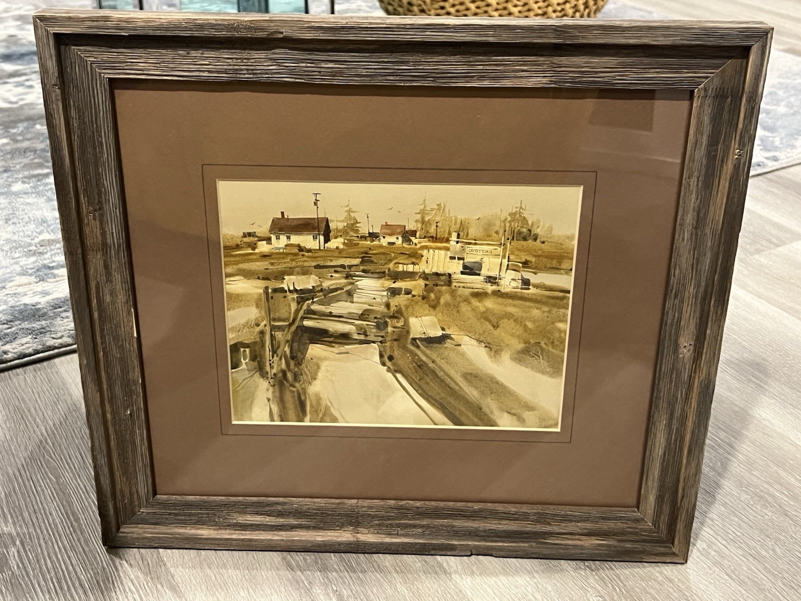 Ritchie Benson (1941-1996) Original Watercolor Painting Coastline Oyster Shack ￼