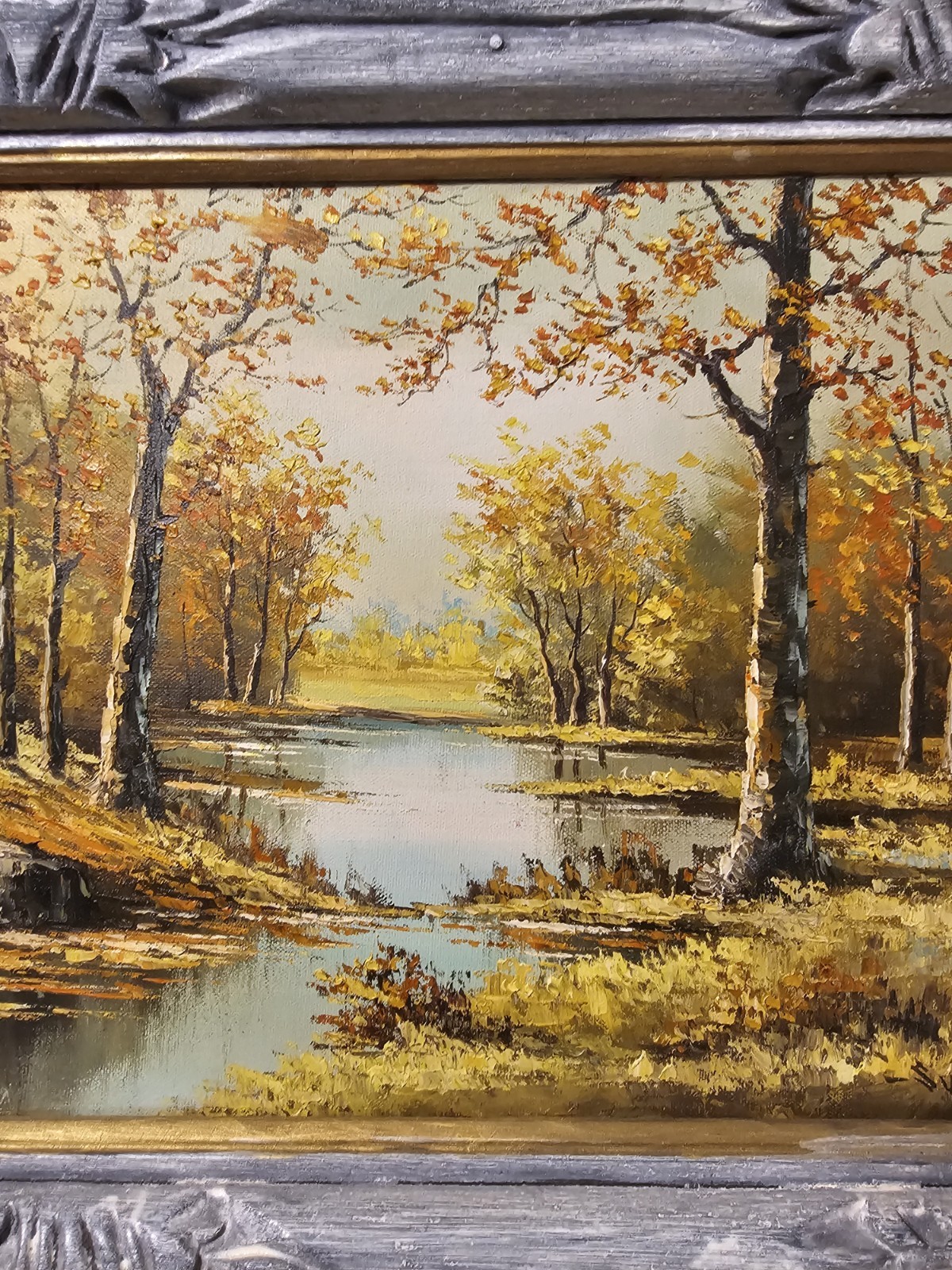 Original oil painting, Fall landscape Scene, Signed, Suh Jin Hee