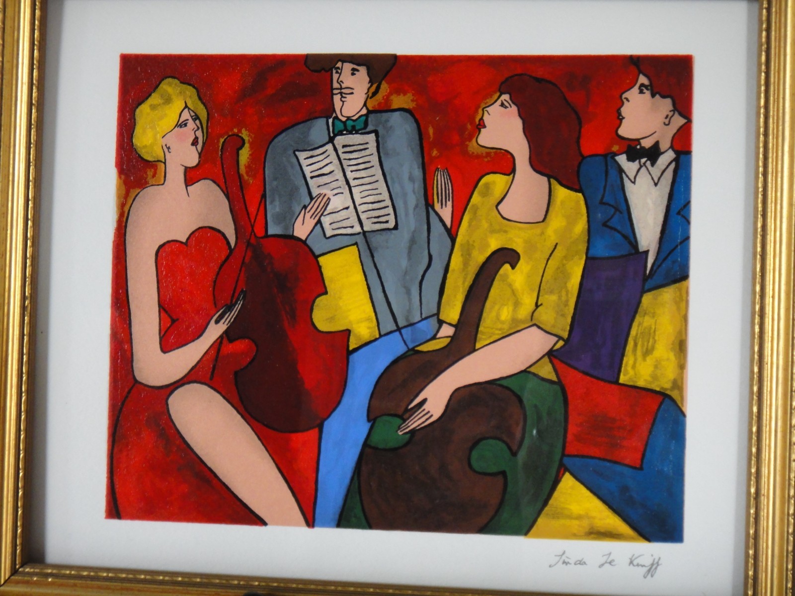 Signed/Framed “Double” Serigraph by French Artist Linda Le Kniff (COA)