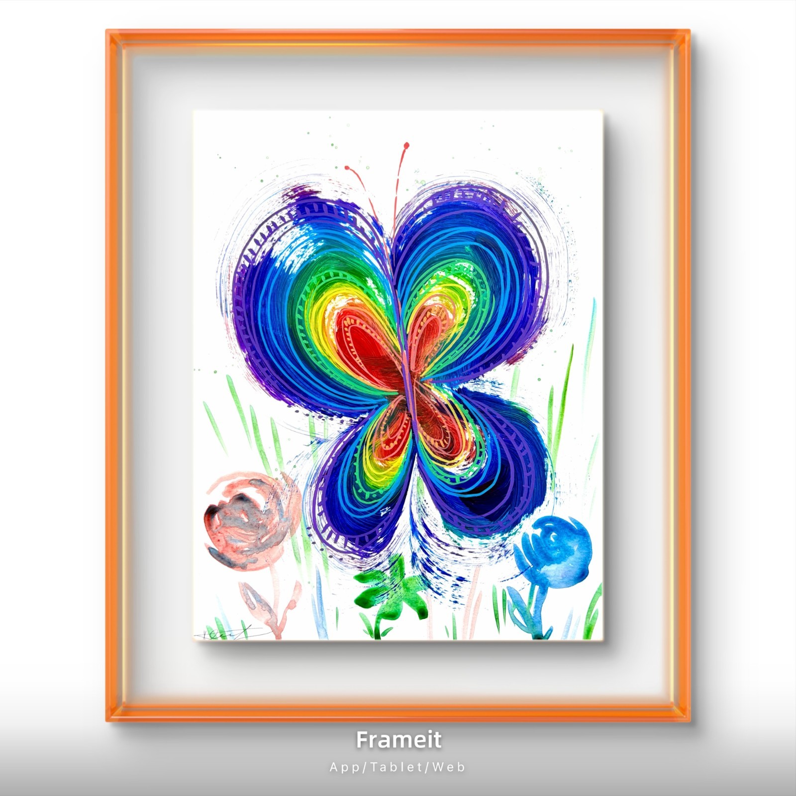 Original Rainbow Butterfly Painting By Alannah Dyer- Acrylic 11×14 in. Baby