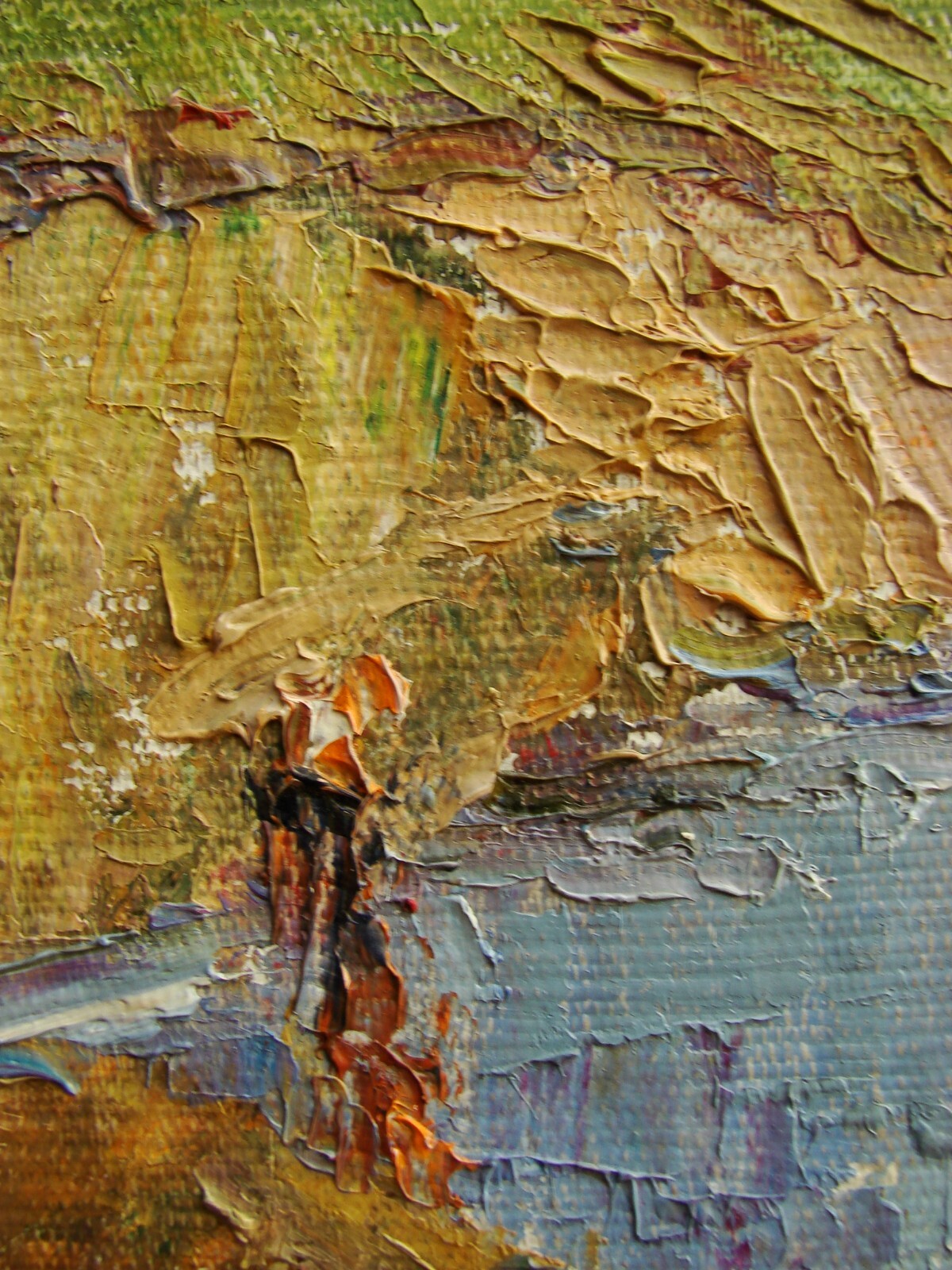 Ukrainian Soviet Oil Painting Impressionism landscape field lake summer
