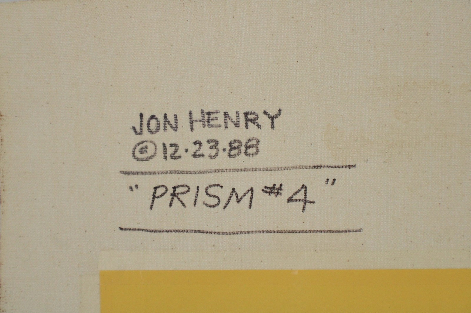Mid Century Geometric Abstract Style Oil Painting On Canvas Signed Jon Henry