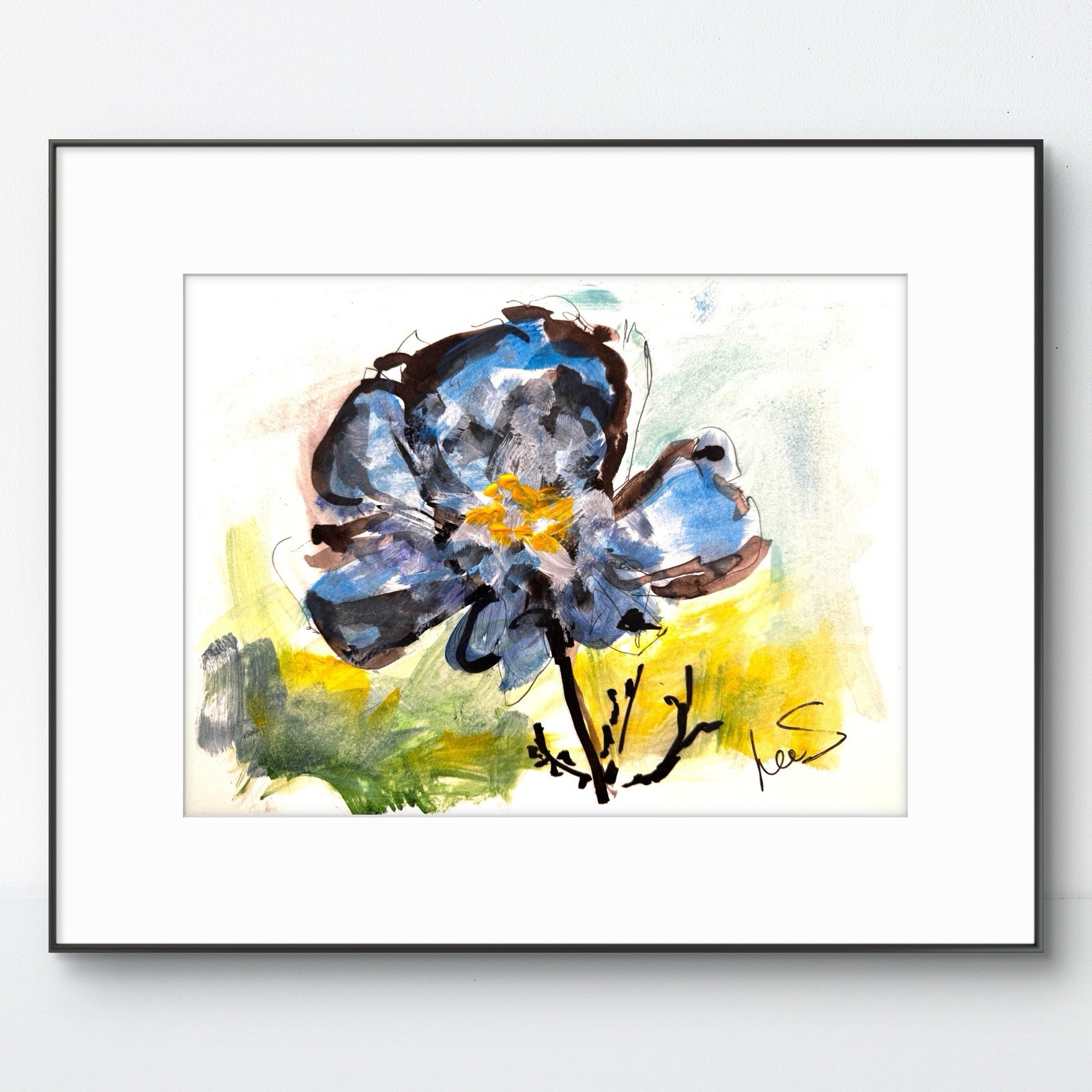 Original Abstract Expressionism 9X12 Flower Paper Colorful Handmade Signed 11
