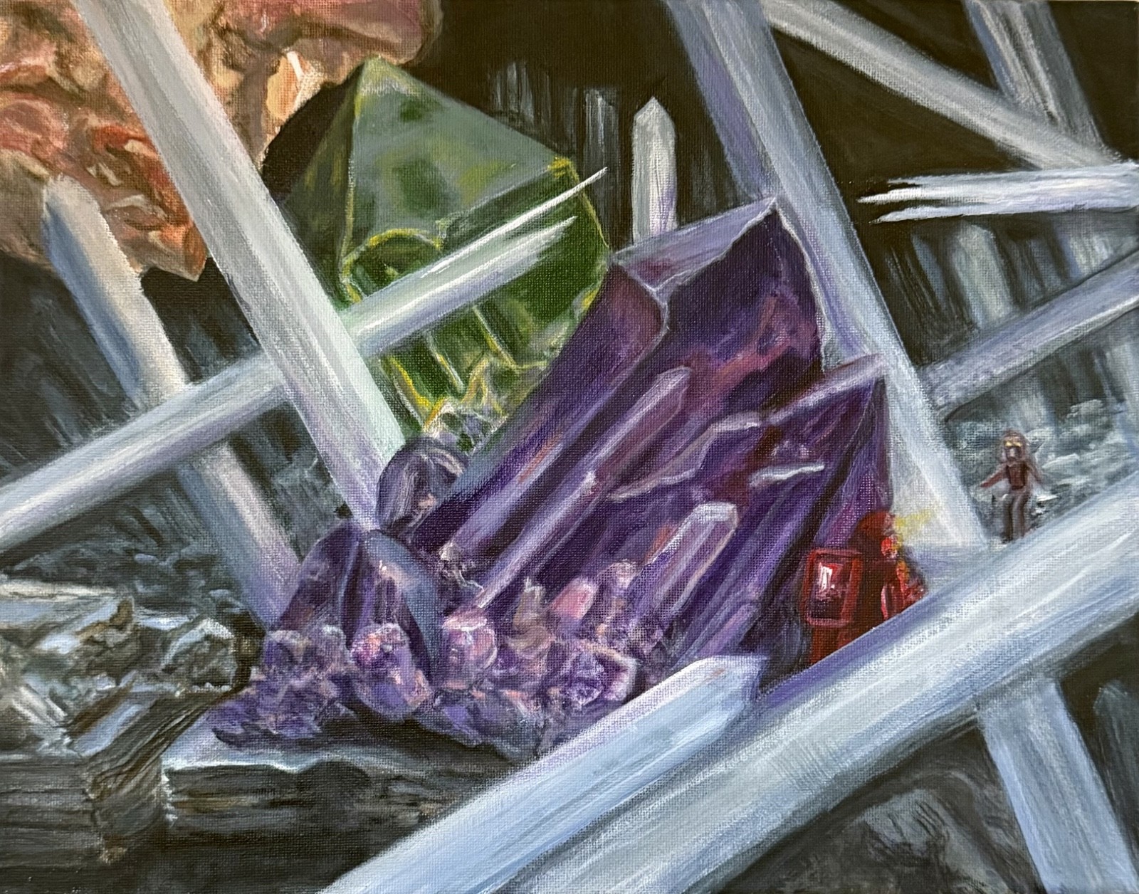 CRYSTALS AND CAVERNS 14X11 Toon ABSTRACT ORIGINAL ART MODERN HOME