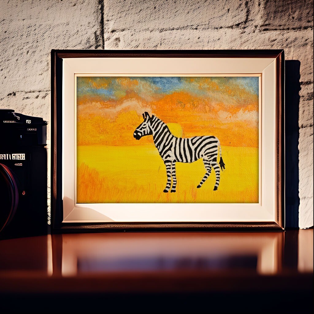 Zebra Painting Sunset Animals Original Oil Painting Nursery Wall Art