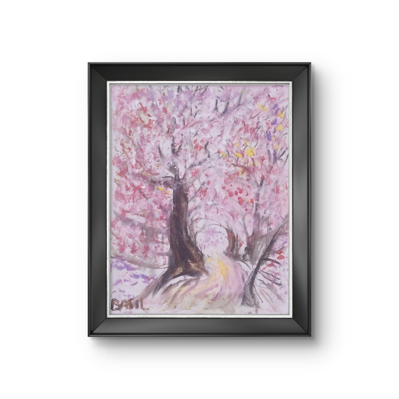 Cherry Blossom Walk Colorful Modern Art Acrylic Painting Canvas 11×14