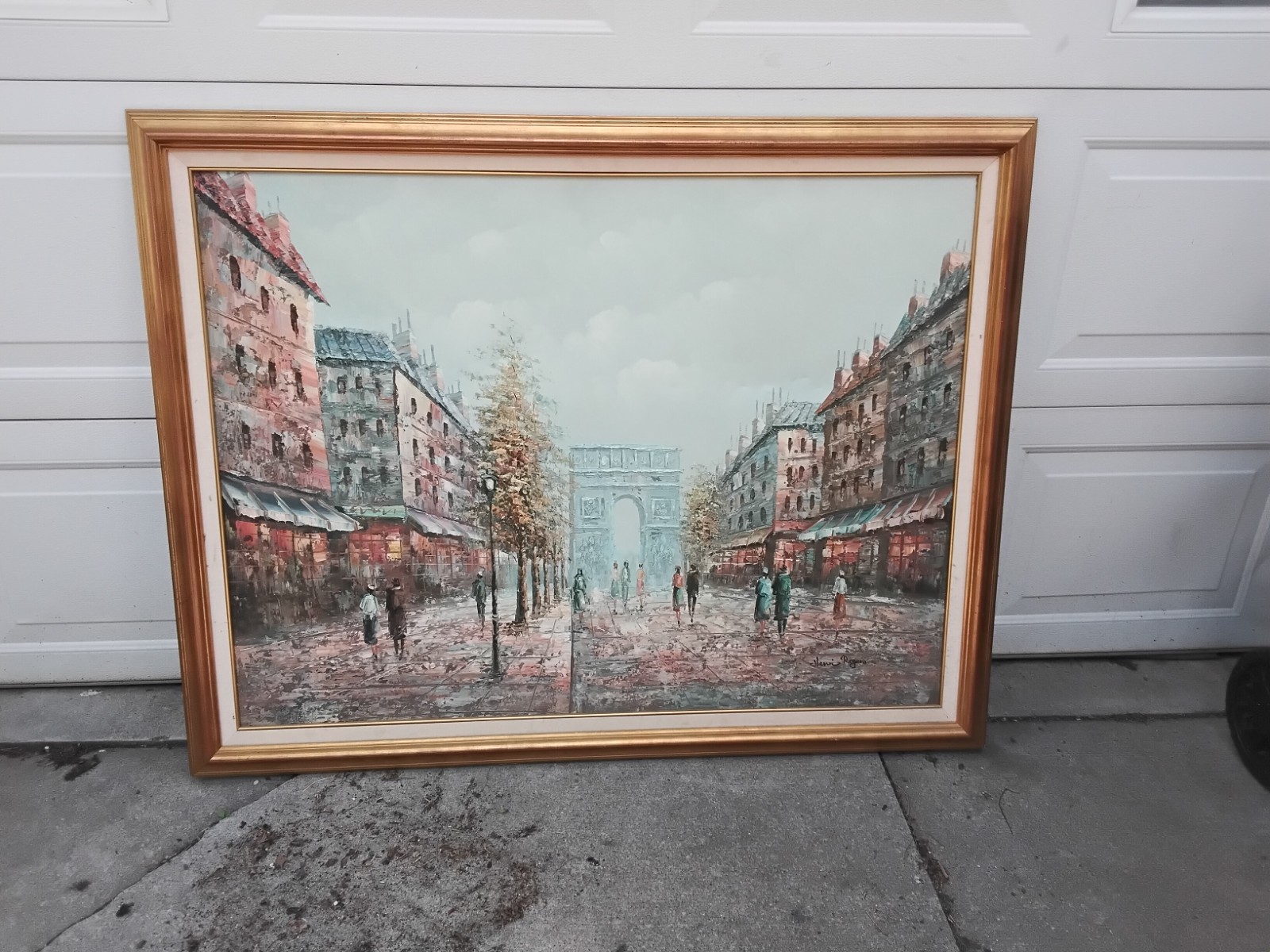 Original Henri Rogers Parisian Street Scene Oil Painting Signed Framed Canvas