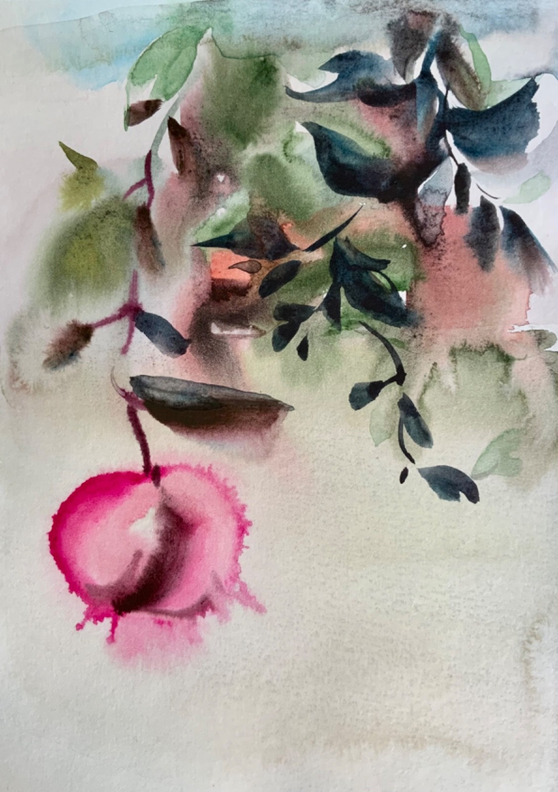 Original watercolor painting «Apple» 20.5×14.5 cm. By I. Tarasova