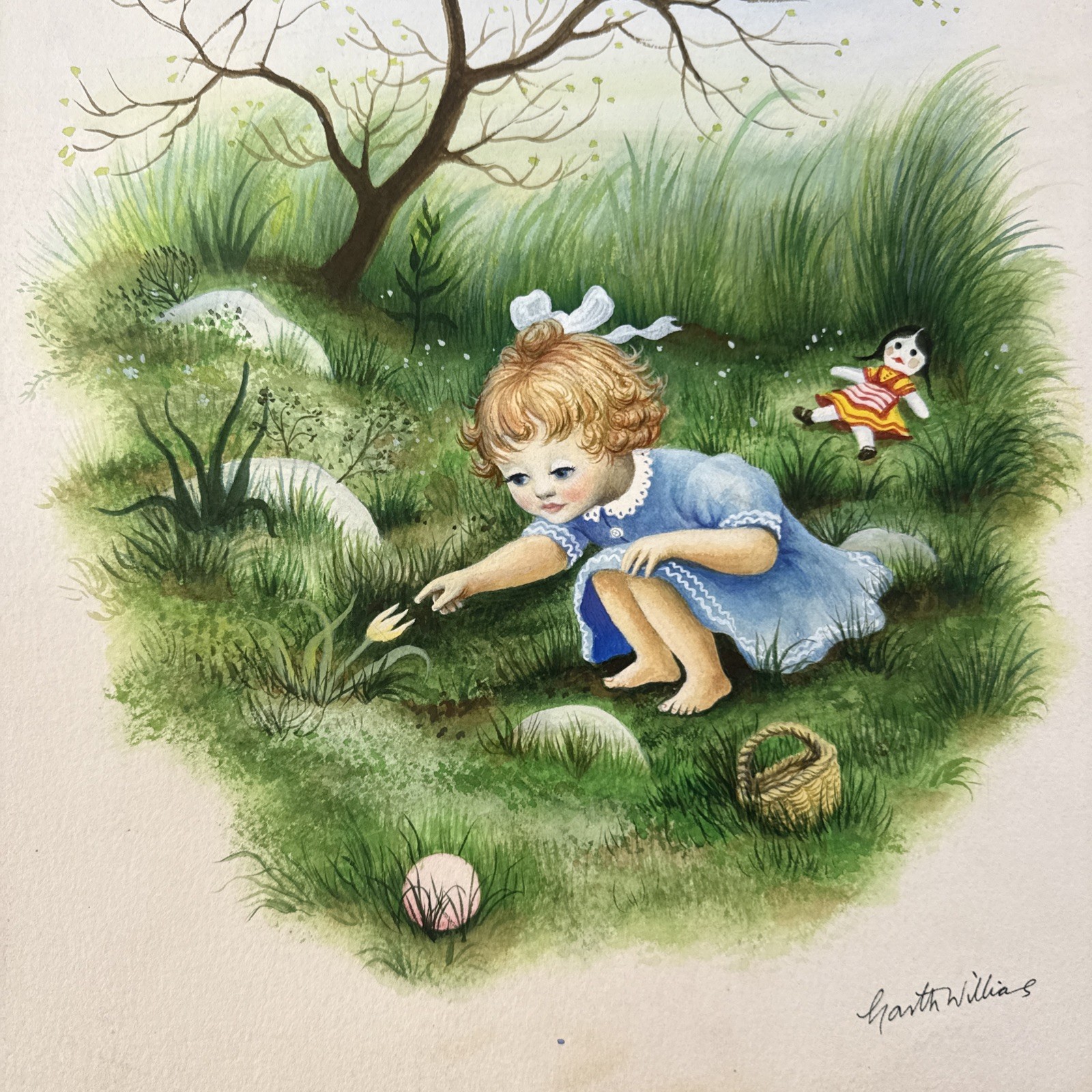 Original Garth Williams Signed Watercolor Illustration Over And Over Page 1 Art