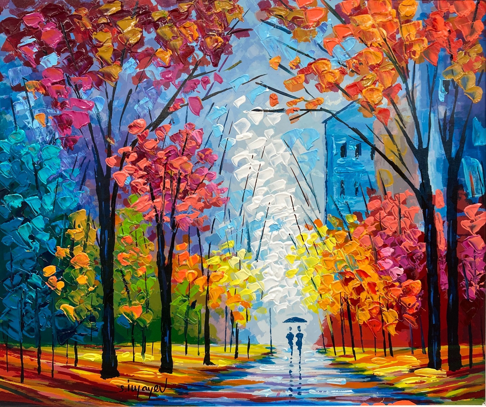 Slava Ilyayev «Under City Lights» Hand Signed Lim. Ed. Serigraph on Wood ART