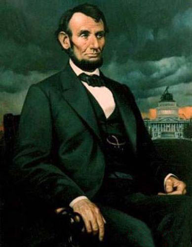 Ar Oil painting President the United States of America Abraham Lincoln