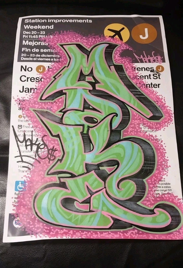 Subway sign Graffiti – New York 6 Train – 11 x 17 Inches – Original