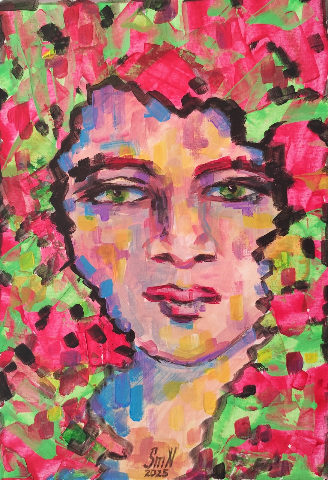 Original Art Woman Portrait Romantic Female Image Painting Vibrant Author’s Work