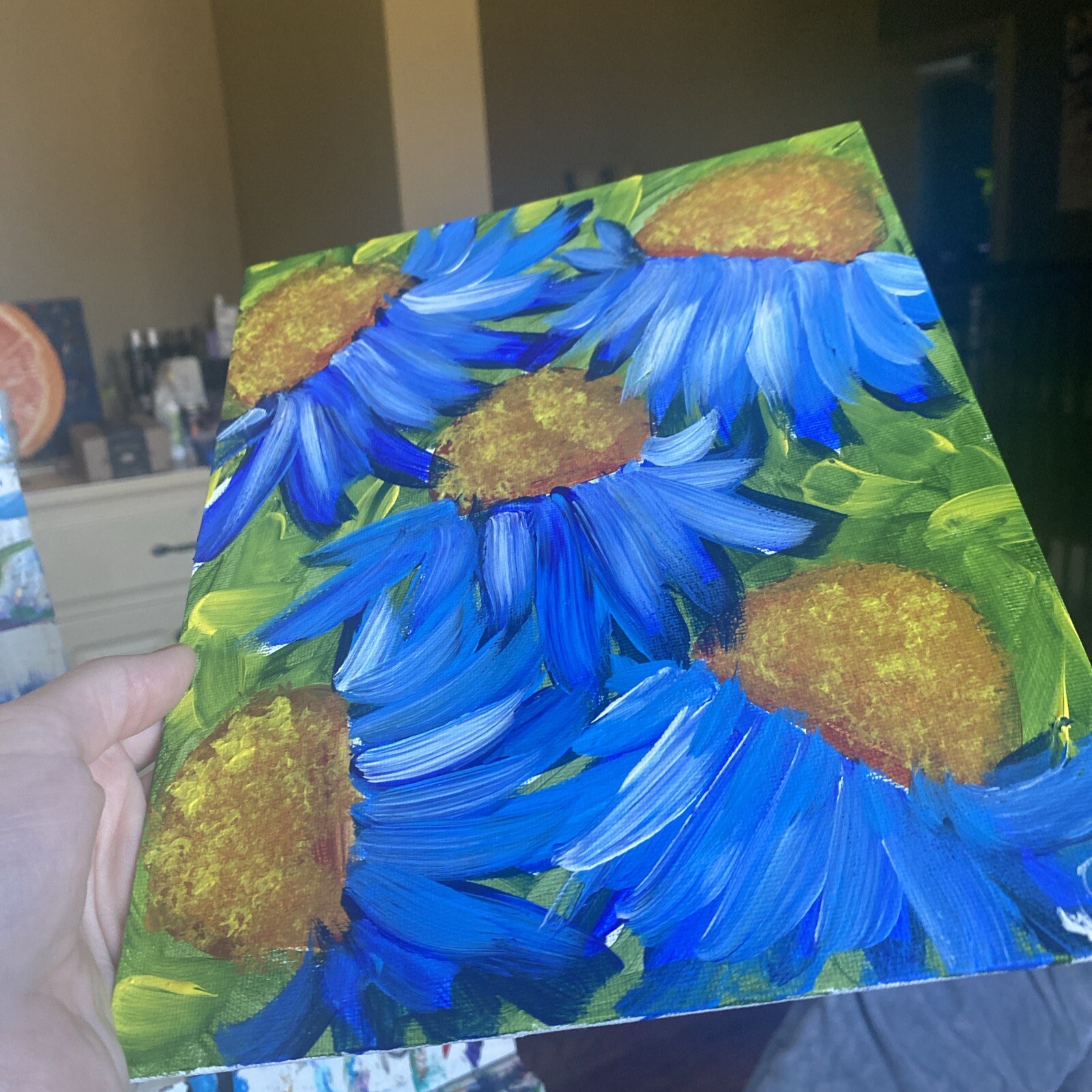 paintings on canvas Panel original 8/10, gift, Abstract Flowers,coneflower
