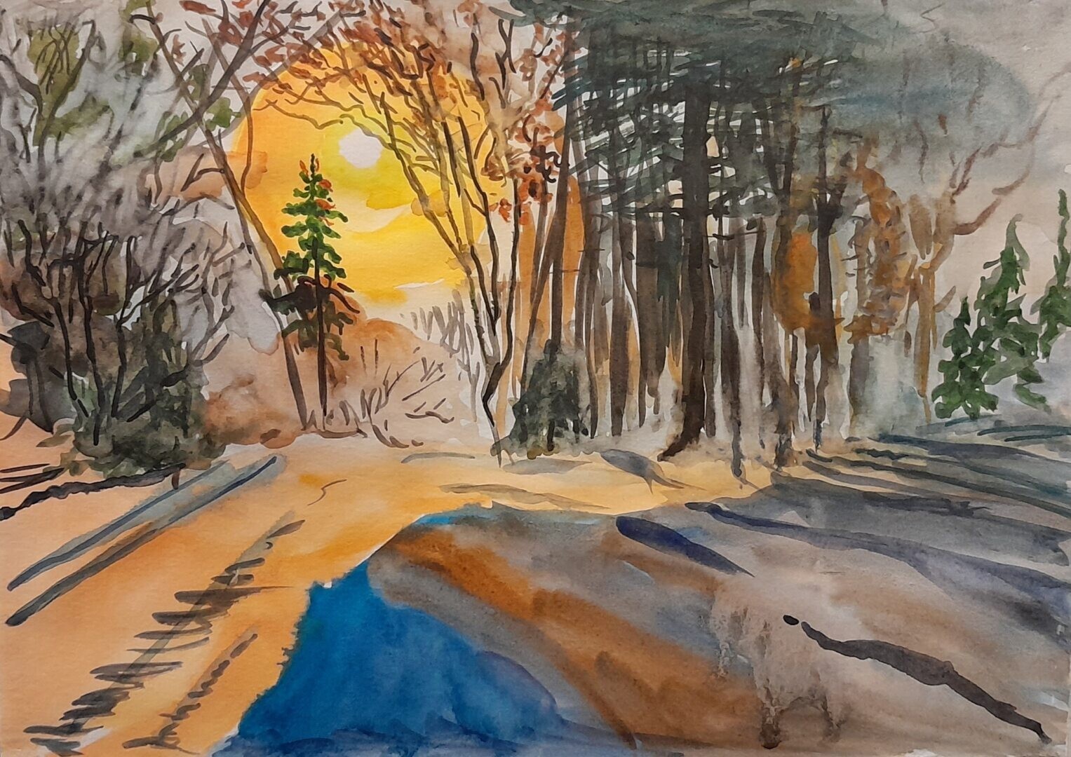 Arisa Strazds – «Winter solstice» – paper/watercolor, 21×30 cm