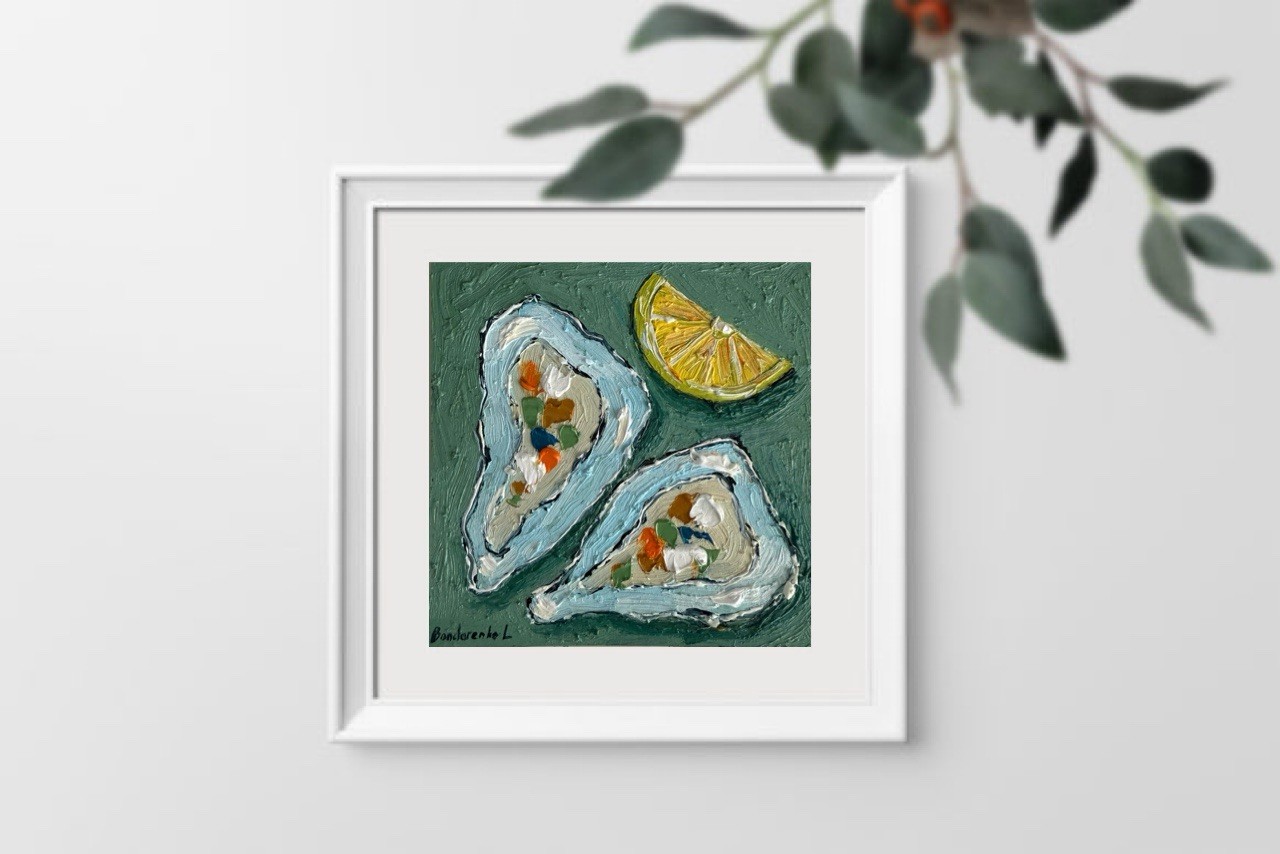 Oyster Painting Seafood Art Still Life Kitchen Wall Art Oyster Art Food Painting