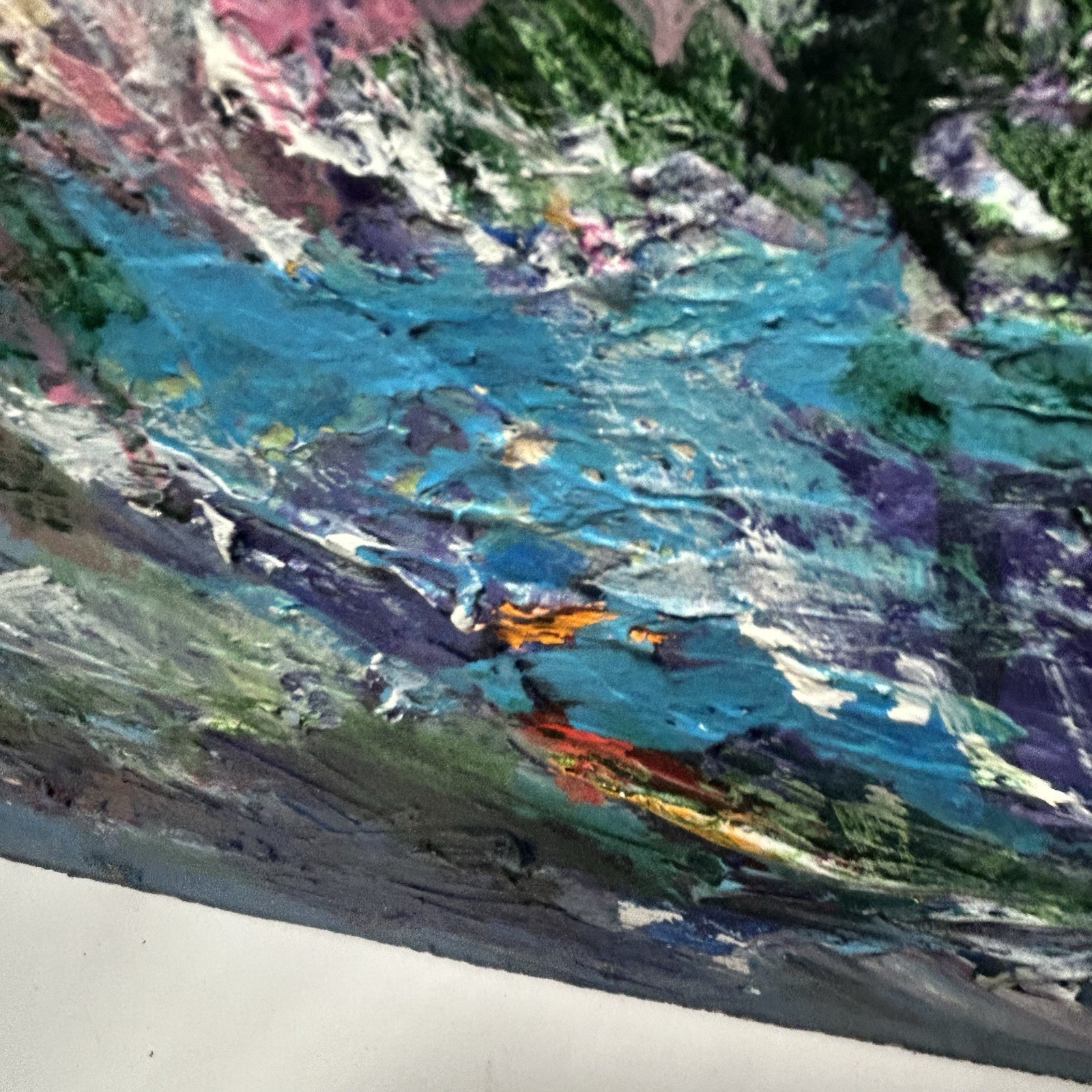 1986 Original Mary Thompson Abstract Modern Art Painting Acrylic Impasto Vintage