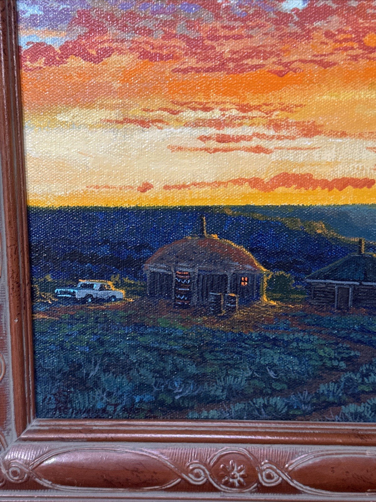 Redwing Nez Painting Sunset Landscape American Native Indian Tribal Listed Small