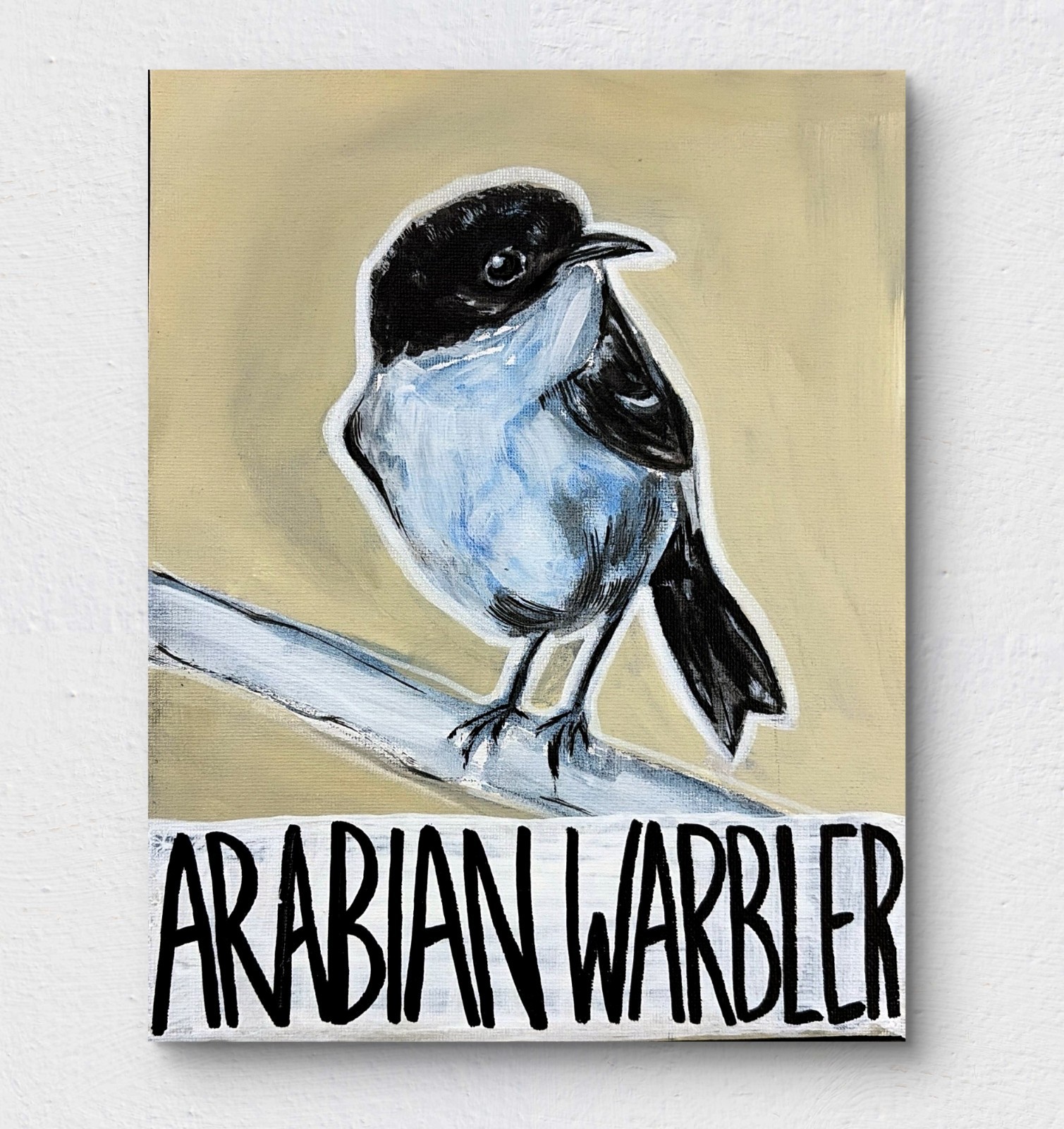 SLOOG Original Art Expressionism Warbler Painting on Canvas 8×10 Bird Portrait