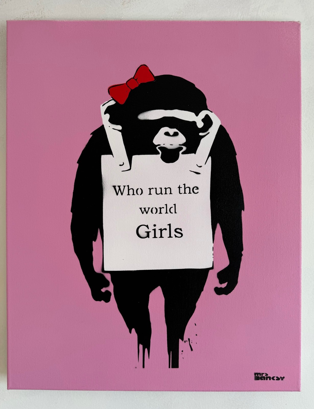 Mrs Banksy: Who Run the World, 2019 Spray paint on canvas