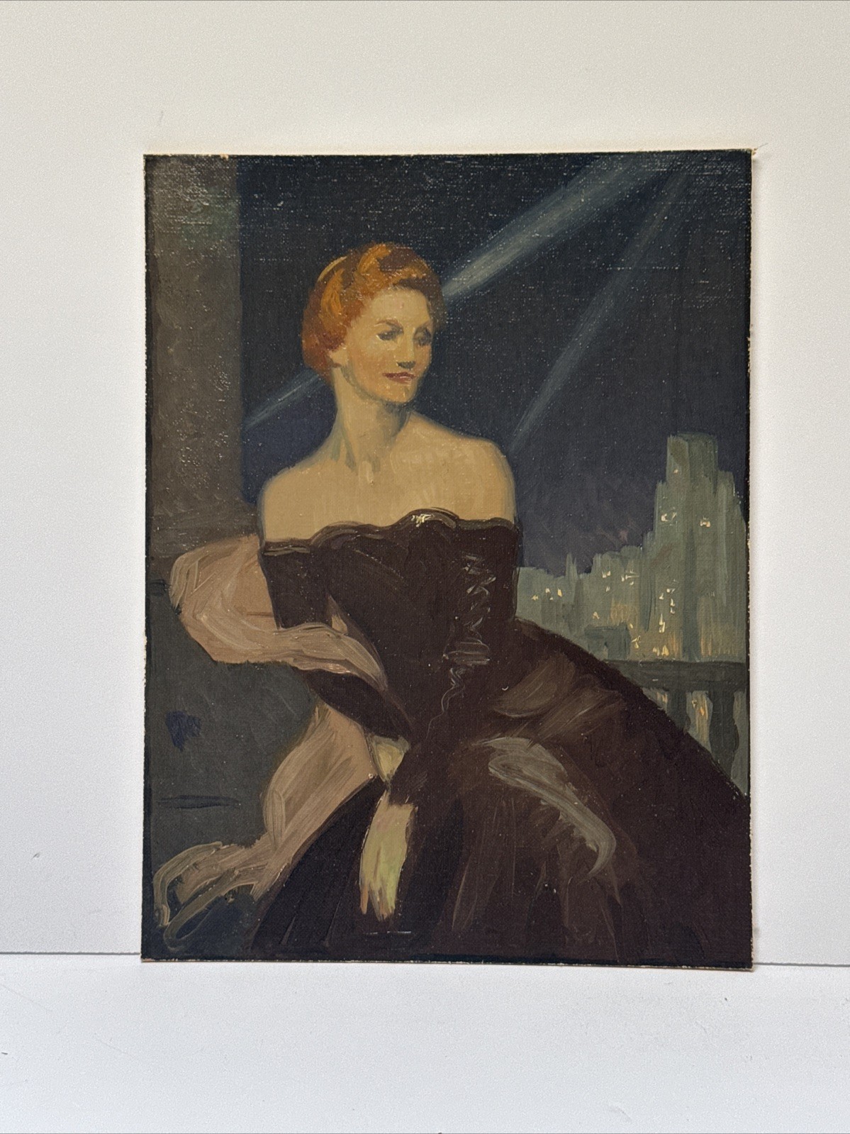Antique Painting Portrait Woman Women Female Model Art Deco Cityscape Mystery