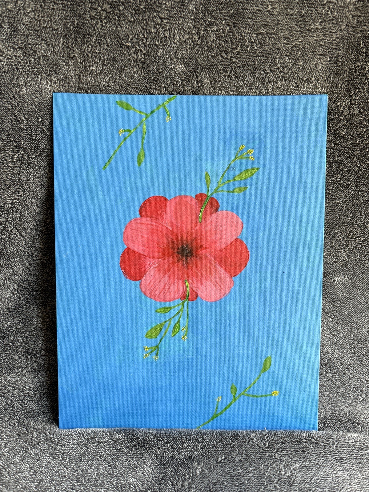 “petal In The Blue” Flowers Canvas Acrylic Painting Handmade Original