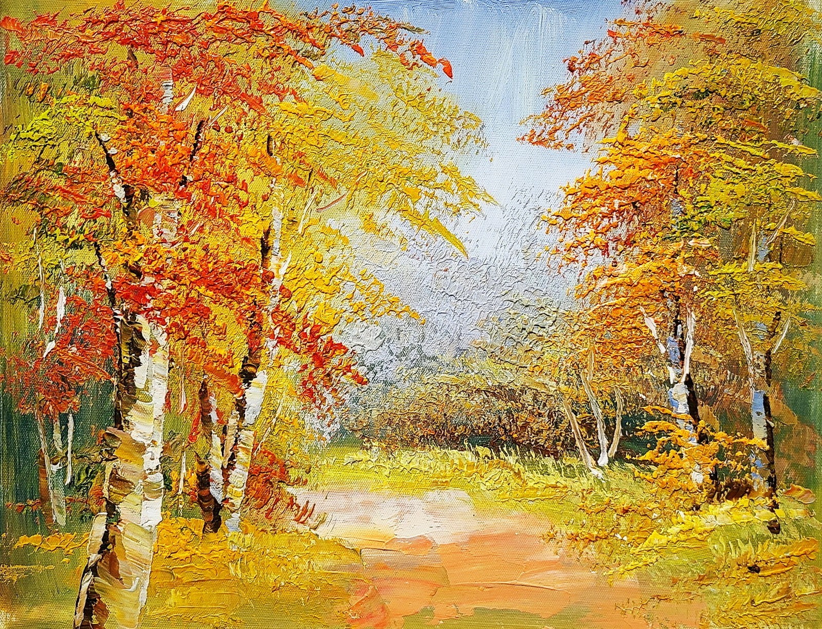 Tree Forest, #6DL1, 12×16, 100% Hand painted Oil Painting on Canvas,