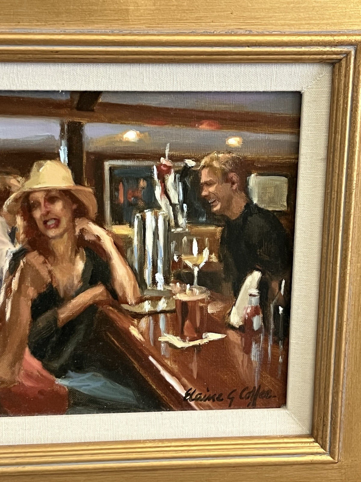 Elaine Coffee Original Painting “After The Beach At Joe’s” -20×17” Framed