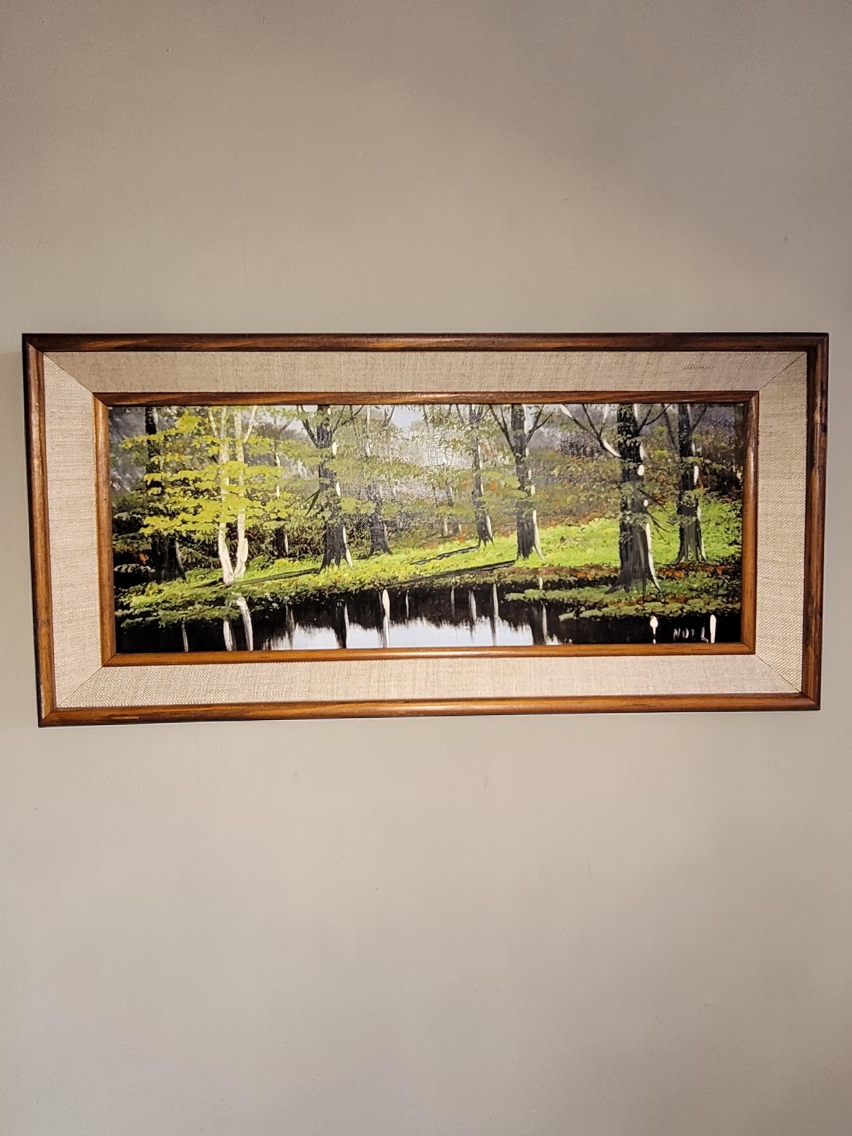 NOEL Original OIL On Board SUMMER RIVER Landscape Painting 17.5″ Signed