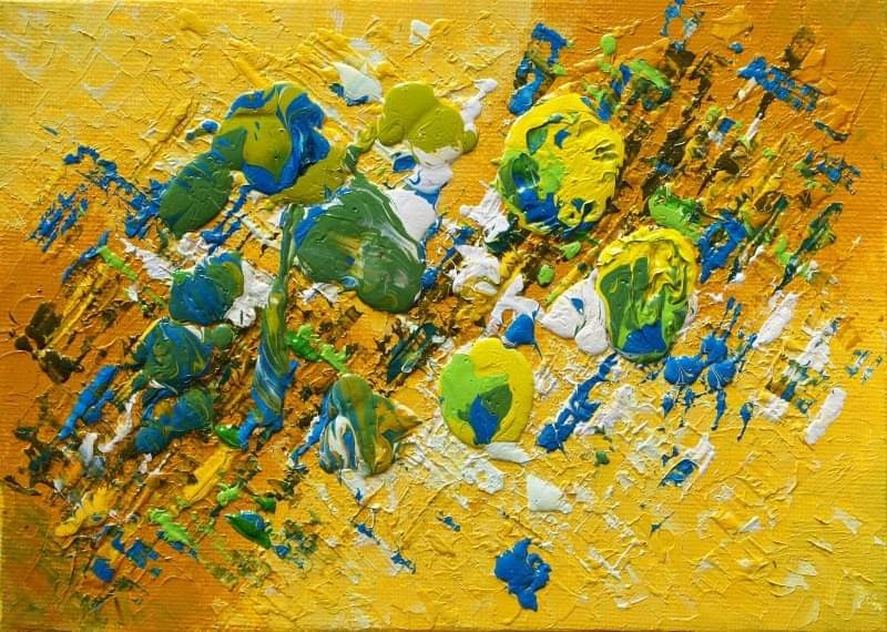 Playful and whimsical 5″x7″ Oil painting titled «Summer Peloton»