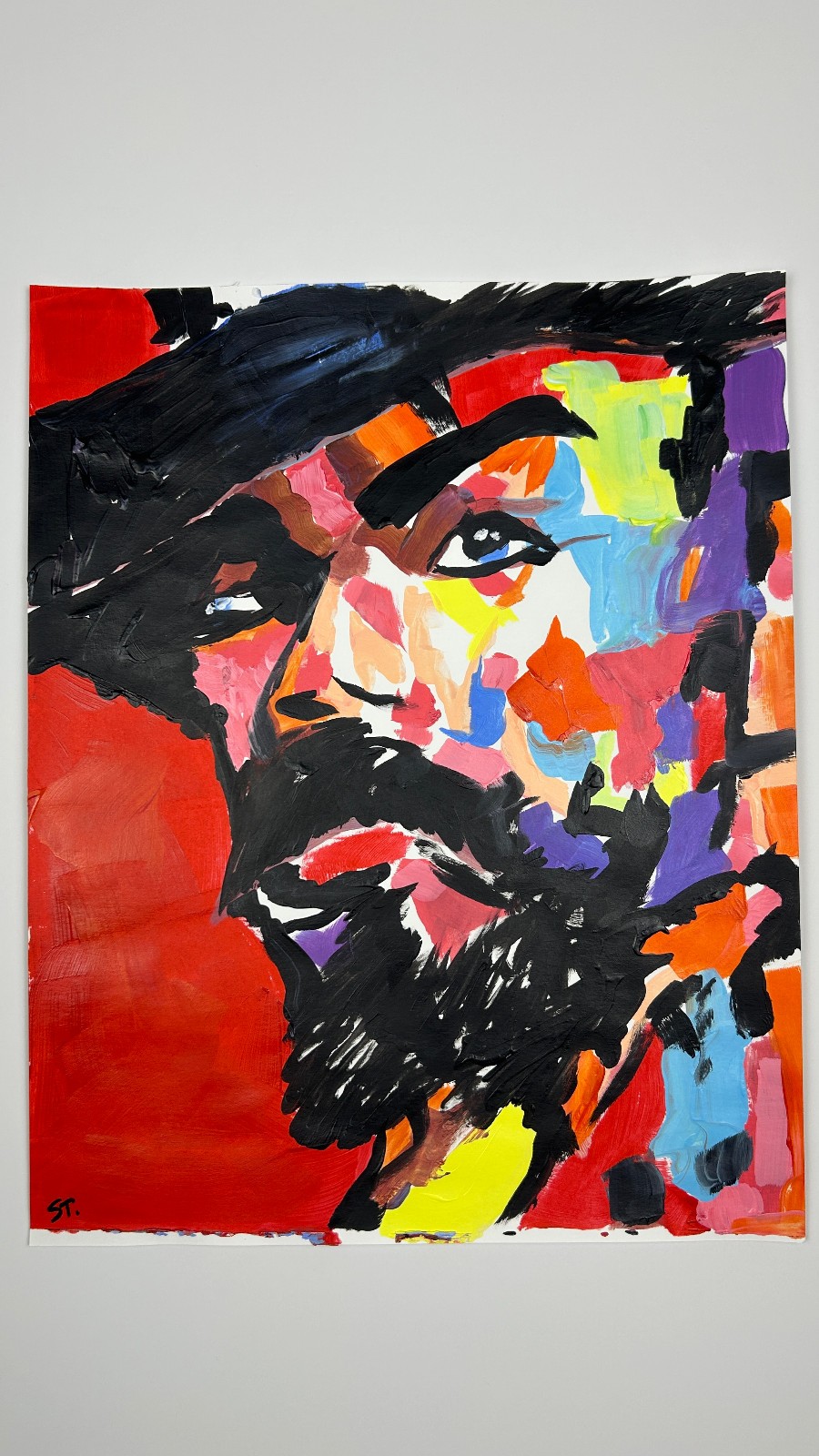 Cowboy Abstract Expressionist Portrait STerling Original Paper Art 11×14