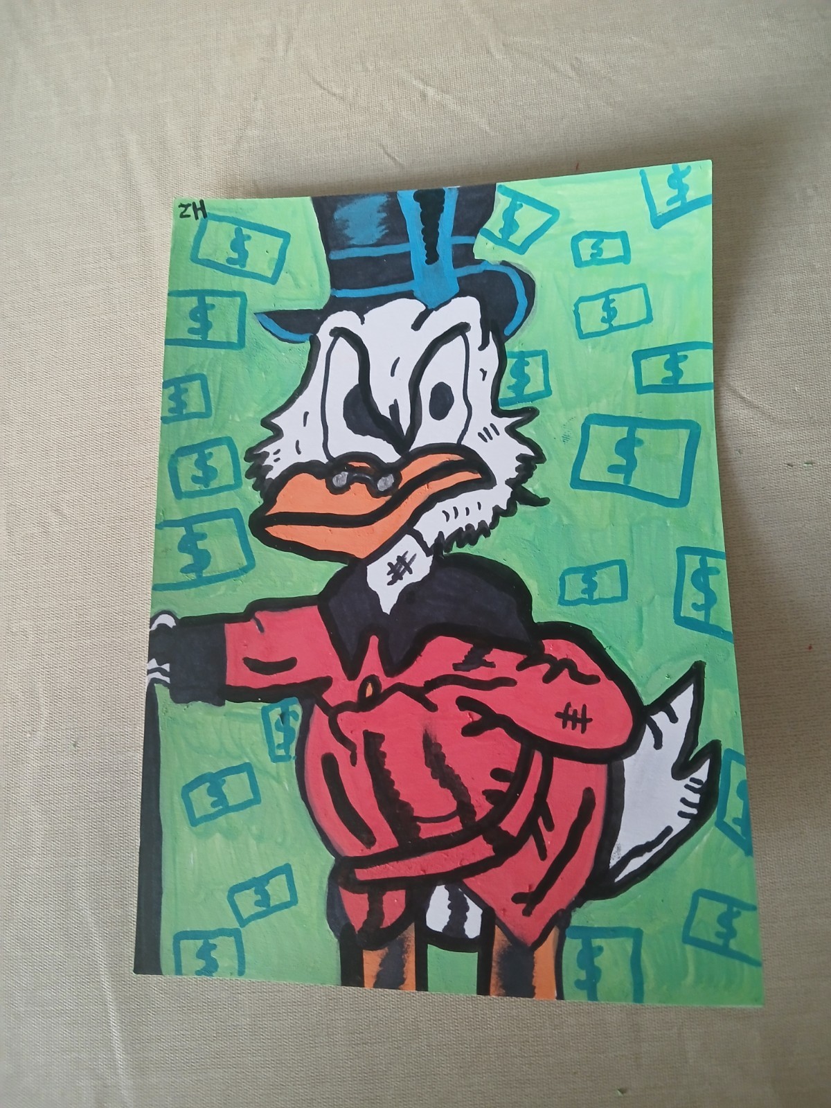 Painting Scrooge Mcduck Ducktales Disney Donald Huey Animated Cartoon Art Marvel