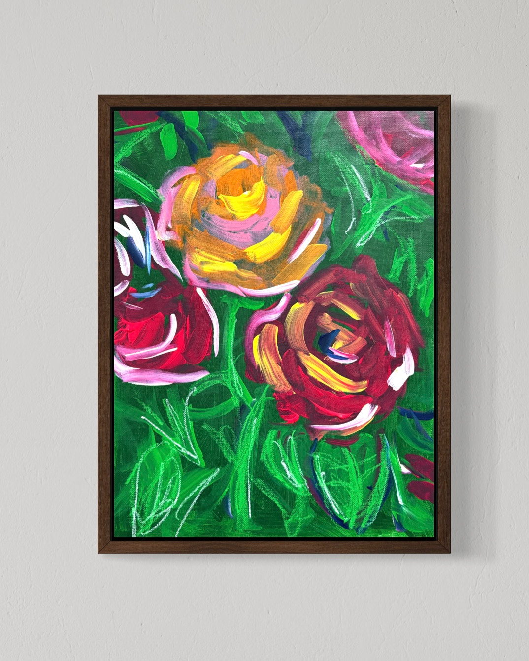 Roses 12×16 Canvas Abstract Art Floral Bedroom Home Decor Original Wall Art