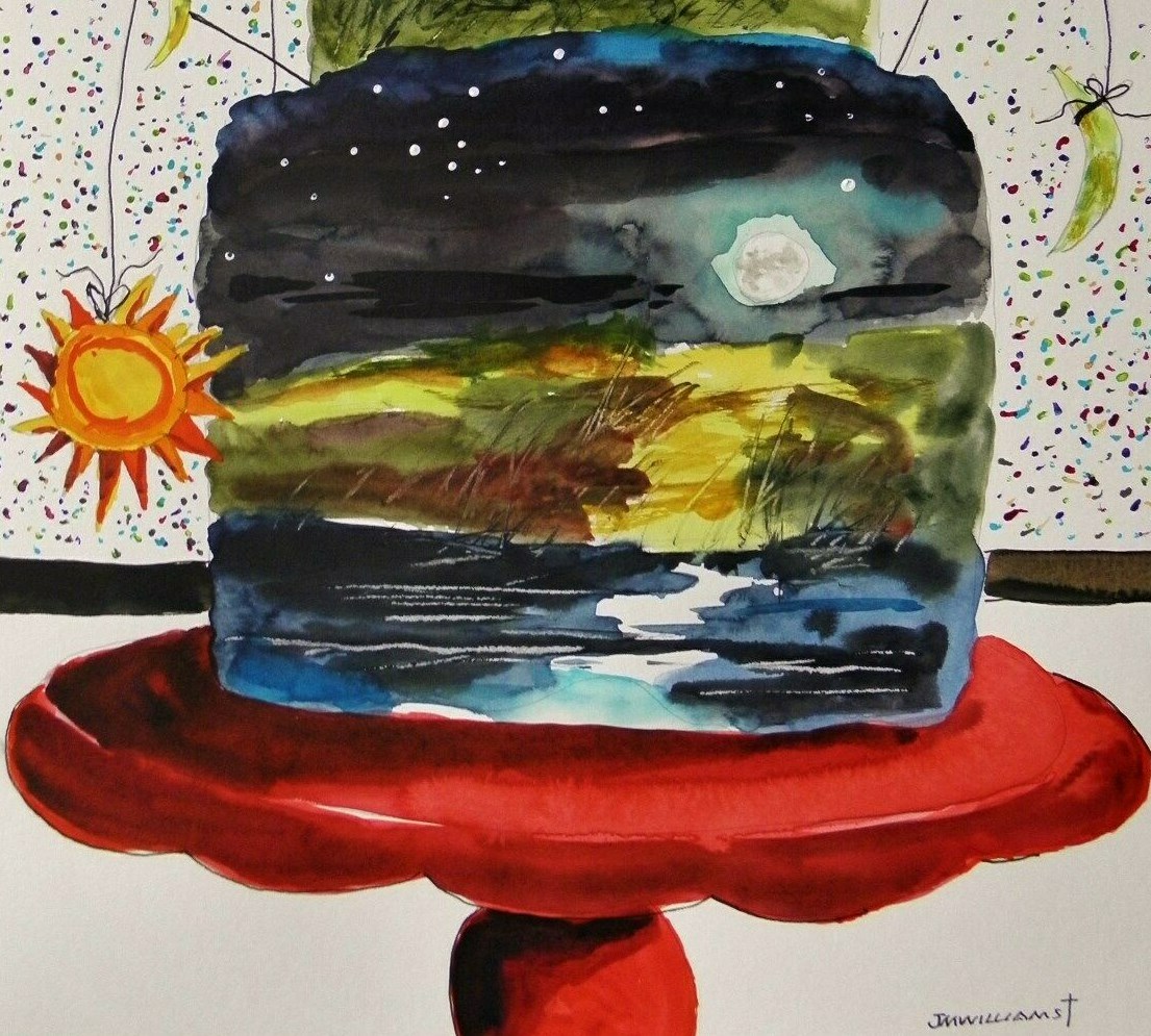 Original Bakery Sketch Cake Food Watercolor Impressionism