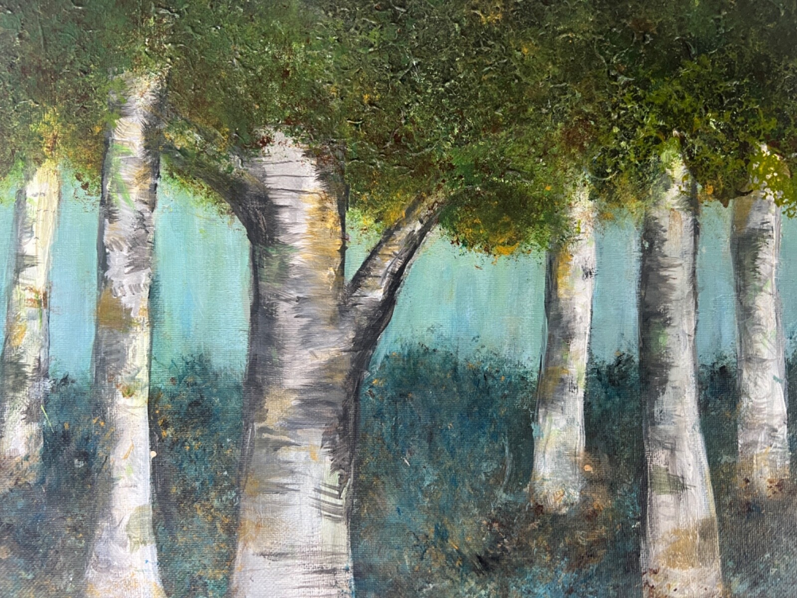Trees Abstract Acrylic Painting | Original Artwork «Misty Morning» 11×14 Canvas