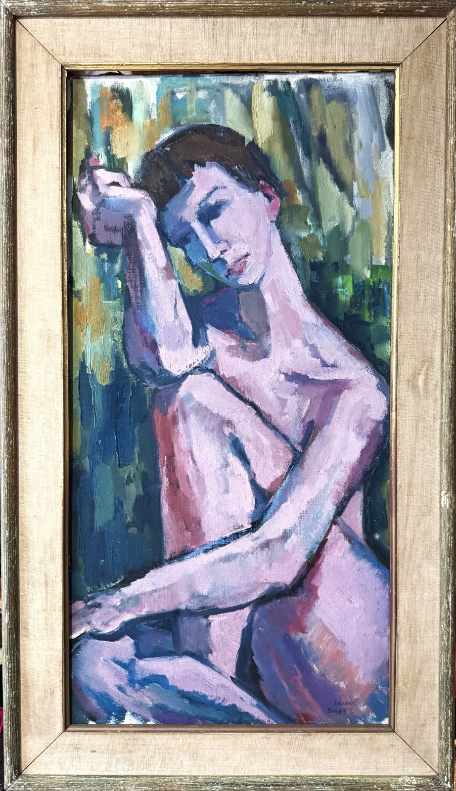 Raphael Soyer (American), VTG Mid-20 C Social Realism O/C «Seated Nude», Signed