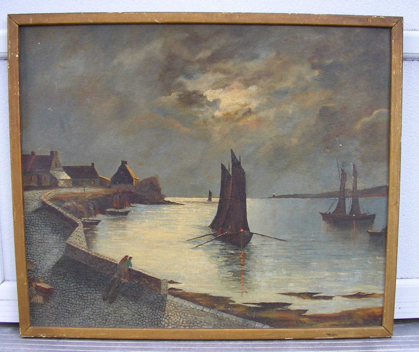 Original Oil Painting Art Inverness Shire Scotland Luminist Seascape T. Norris