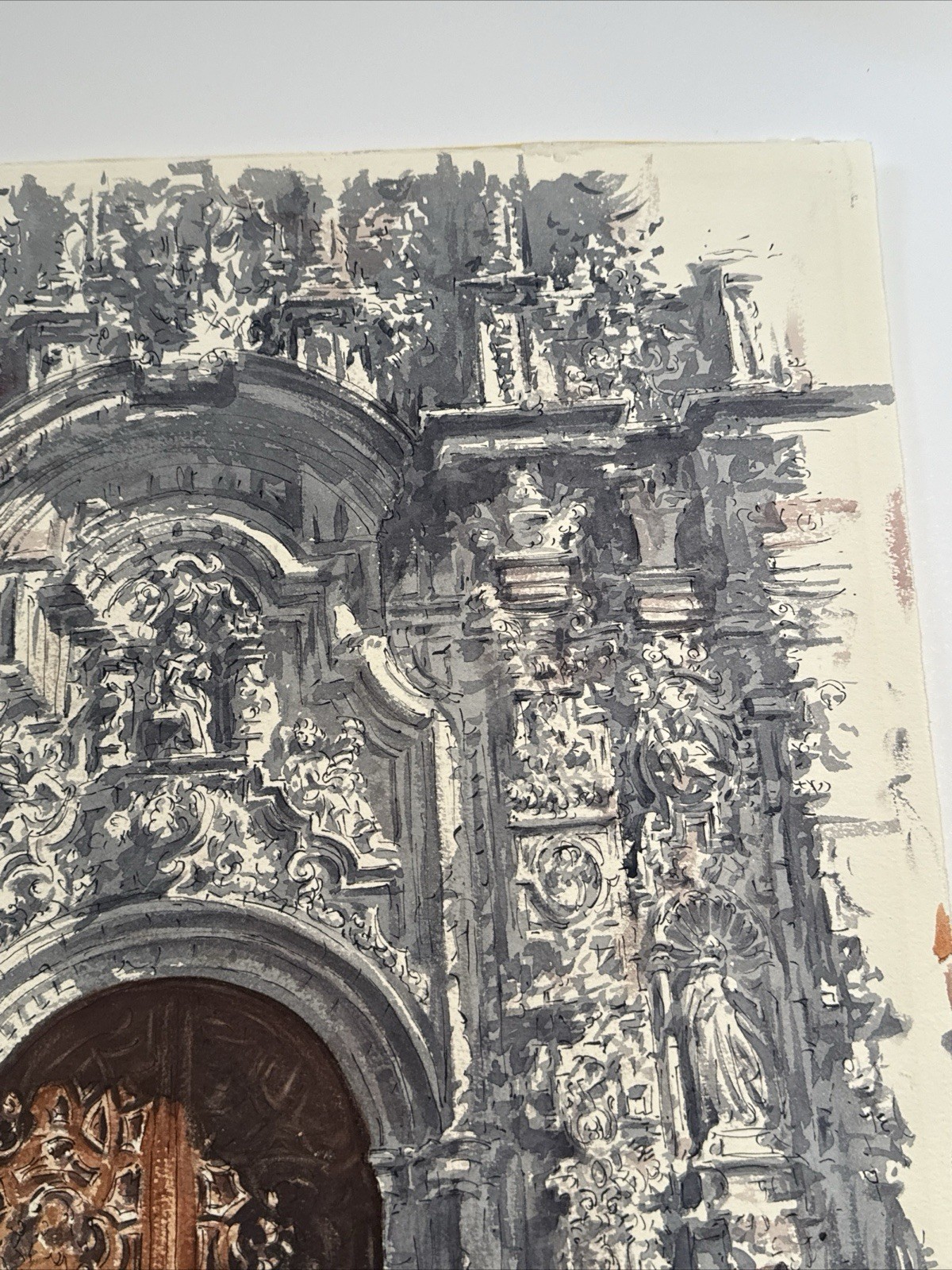 MUSEUM QUALITY PAINTING ARCHITECTURAL SOUTH AMERICA CHURCH MAURICE SILBER 1970
