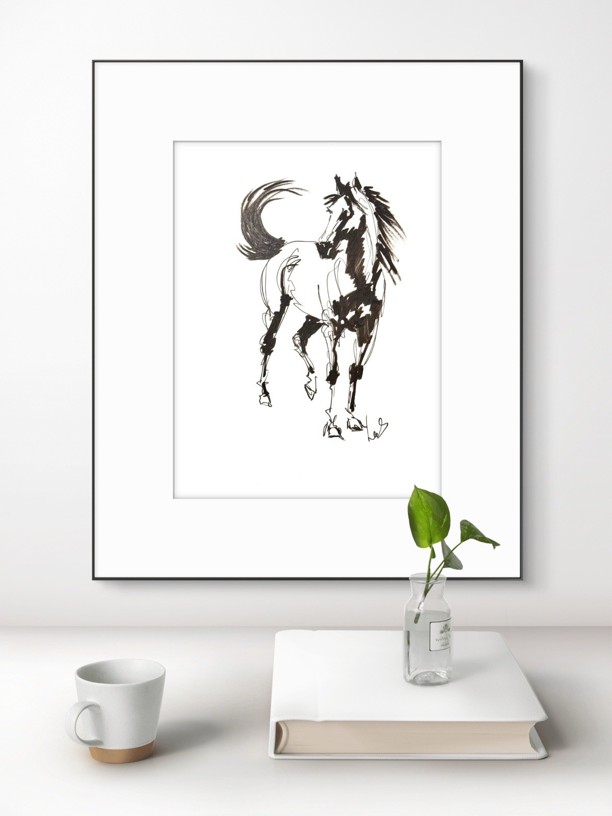 Original Abstract Expressionism 9×12 Horse Paper Handmade Signed Fine Art 20