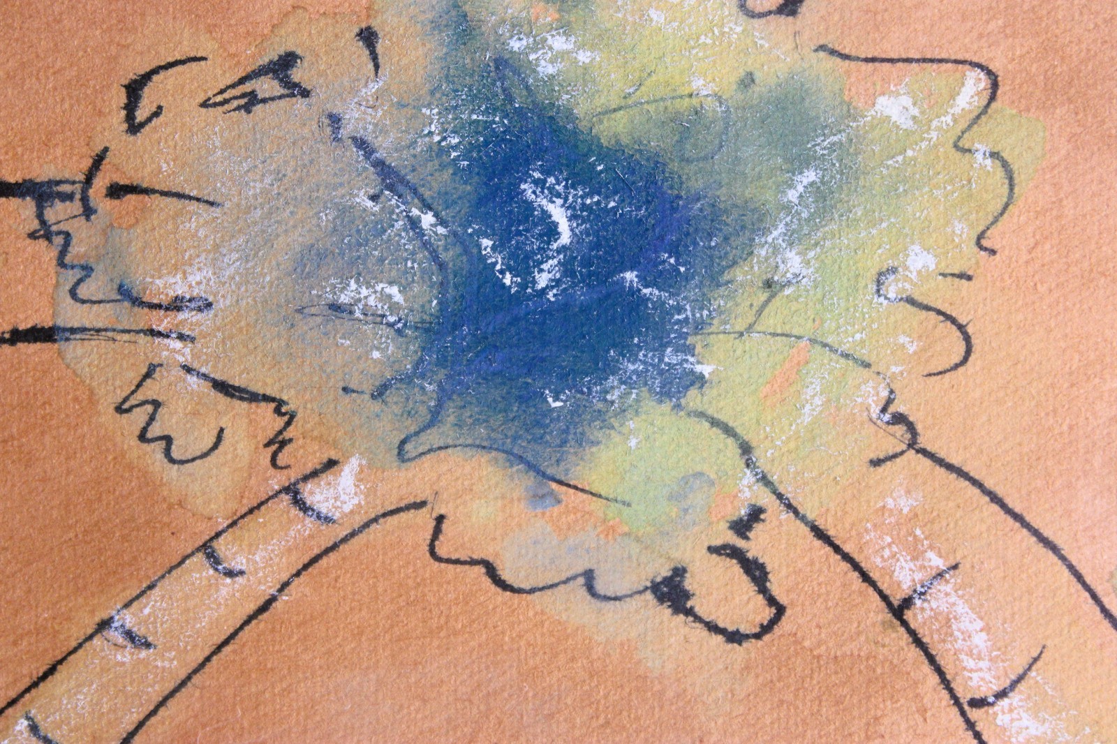 ANTIQUE WATERCOLOR INK ON PAPER DATED 1947 SIGNED M KARR GIRAFFES