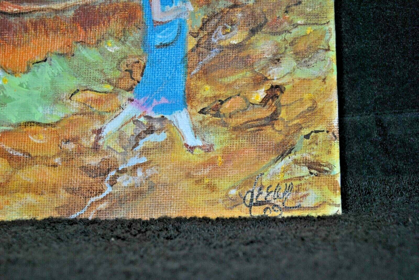 CONTEMPLATING Original Acrylic on Canvas Women Walking in Meadow Signed 11 by 14