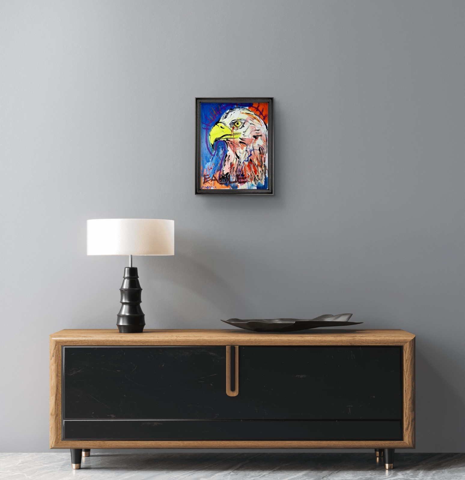 Aleph Original Art Eagle 14×11 Modern Abstract Neo Expressionist Painting Canvas