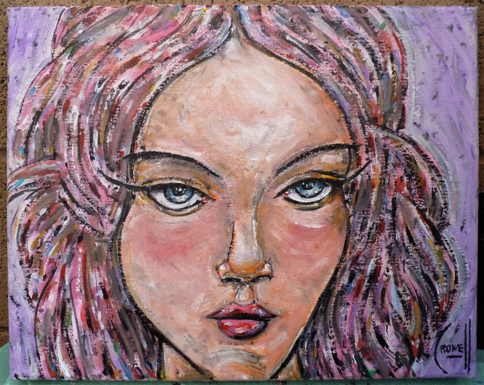 THE EYES HAVE IT wow oil painting eyes canvas NEW original 8×10 signed Crowell