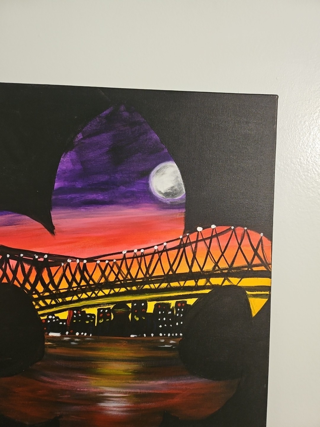 Painting Of New Orleans Louisiana Fleur-de-lis Night Scene Vibrant Colors