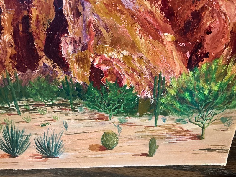 Signed Original Desert Landscape Painting, Superstition Mountain, Mesa, Arizona